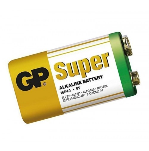 Batteria Alcalina Pila 9V 6LF22 6LR61 GP Super 1604A - 10 Pezzi