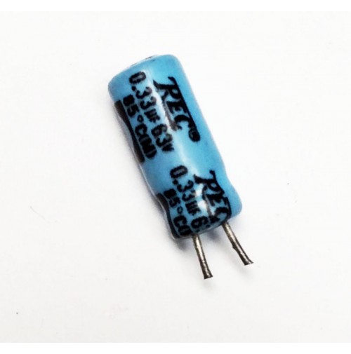 Condensatore Elettrolitico 0,33uF 63V 85°C Radiale 5x11mm marca Trec - 2 pezzi