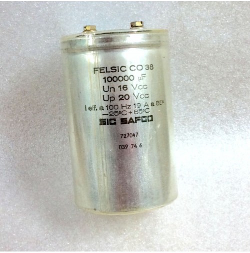 Condensatore Elettrolitico 100000uF (0,10 Farad) 16V 85°C a Vite SIC SAFCO