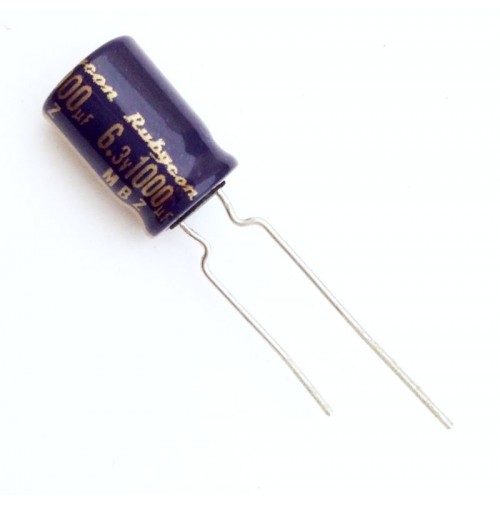 Condensatore Elettrolitico 1000uF 6,3V 105°C Radiale Ø8x12mm MBZ Rubycon