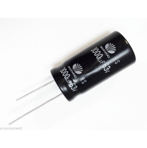 Condensatore Elettrolitico 1000uF 63V 85°C Radiale 18x36mm DAEWOO