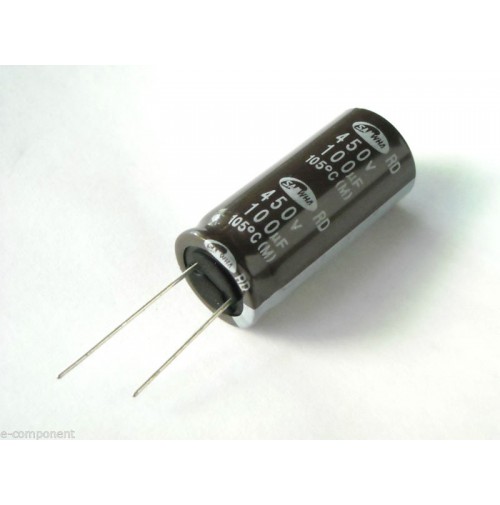 Condensatore Elettrolitico 100uF 450V 105°C dim. 18x40mm Radiale