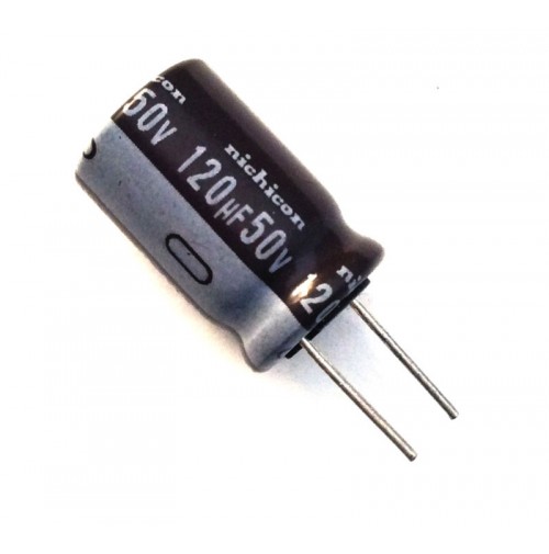Condensatore Elettrolitico 120uF 50V 105°C Radiale 10x16mm marca Nichicon