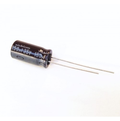 Condensatore Elettrolitico 150uF 35V 105°C Radiale 7x14mm Nichicon