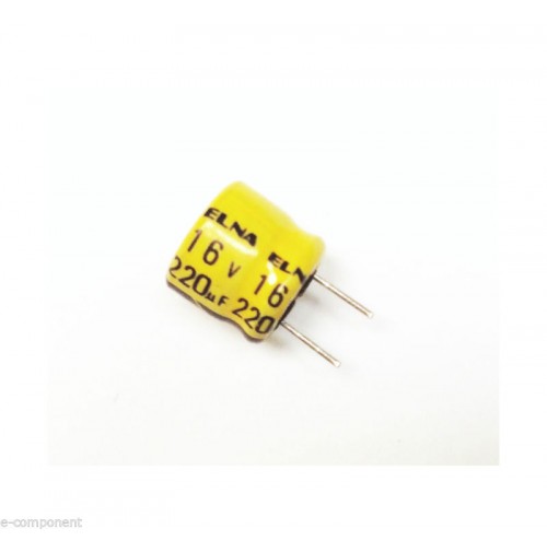 Condensatore Elettrolitico 220uF 16V 85°C Radiale 8x8mm ELNA performato (3 Pz)