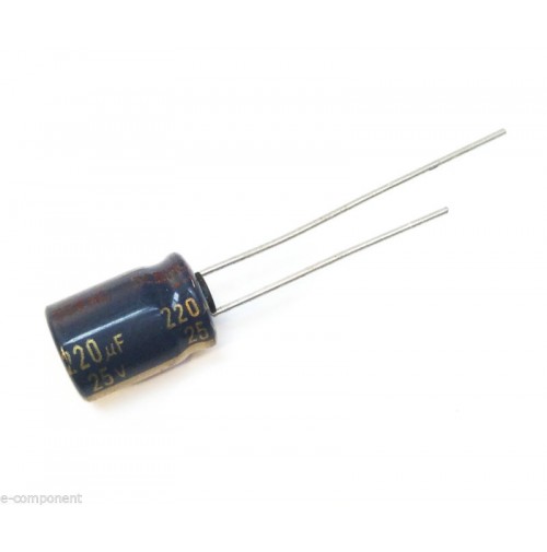 Condensatore Elettrolitico 220uF 25V 105°C Radiale 8x13mm FC (2 Pezzi)