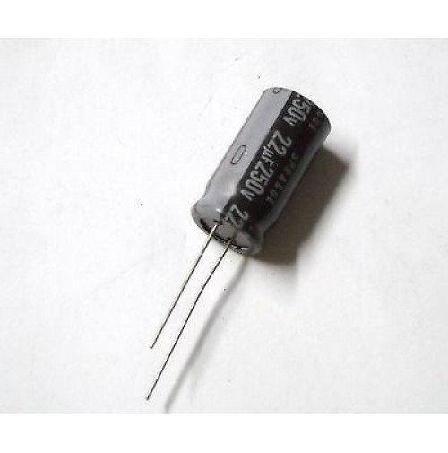 Condensatore Elettrolitico 22uF 250V 105°C Radiale 25x13mm