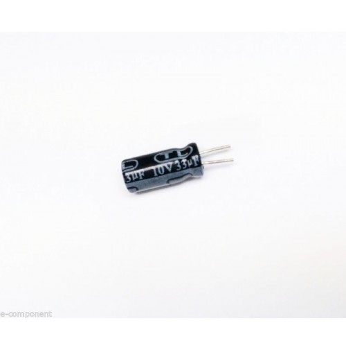 Condensatore Elettrolitico 33uF 10V 105°C Radiale 5x12mm (3 pezzi) performato