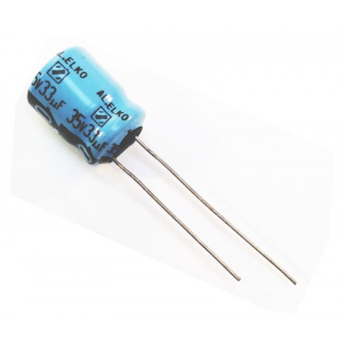 Condensatore Elettrolitico 33uF 35V 85°C Radiale 10x13mm AL.ELKO (2 pezzi)