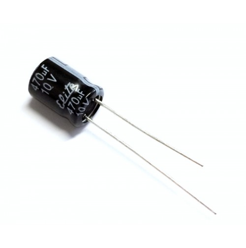 Condensatore Elettrolitico 470uF 10V -40/+105°C Radiale +/-20% 8x11,5mm
