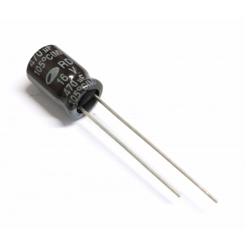 Condensatore Elettrolitico 470uF 16V -55/+105°C Radiale +/-20% 8x11,5mm