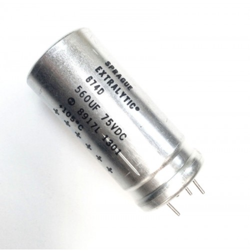 Condensatore Elettrolitico Corazzato 560uF 75V 105°C Sprague