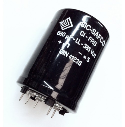 Condensatore Elettrolitico Corazzato 680uF 385V +85°C SIC-SAFCO