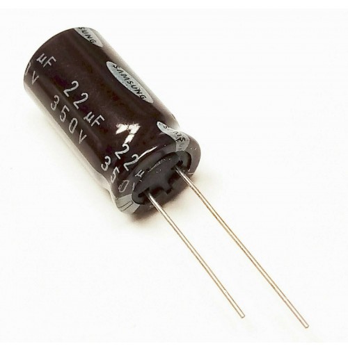 Condensatore Elettrolitico Radiale 22uF 350V 105°C 13x26mm Samsung