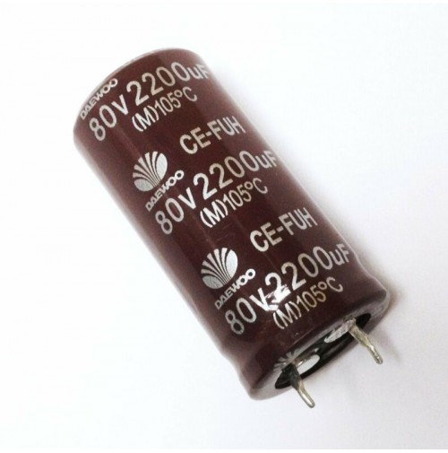 Condensatore Elettrolitico SNAP-IN 2200uF 80V 105°C 25x45mm - DAEWOO
