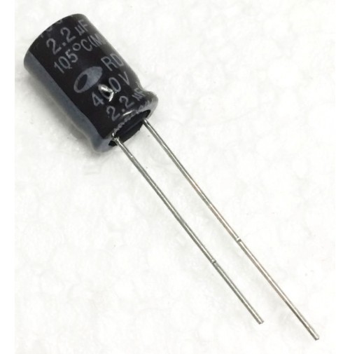 Condensatore elettrolitico 2,2uF 400VDC 105°C Ø8x11,5mm (2 Pezzi) E001038
