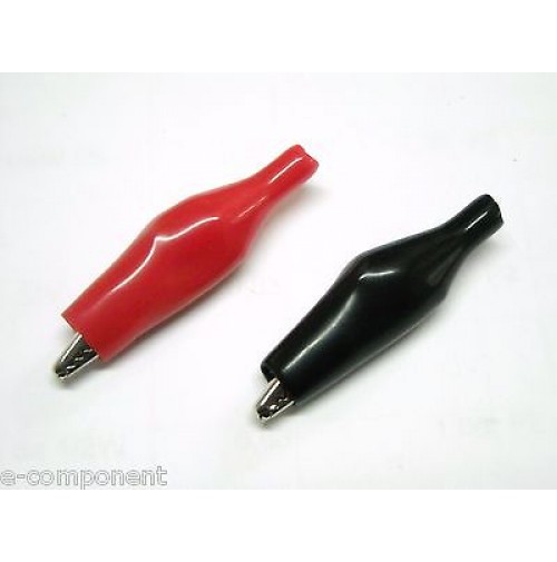 Morsetto coccodrillo a pinza Colore Rosso e Nero Lunghezza 27mm - 2 pezzi