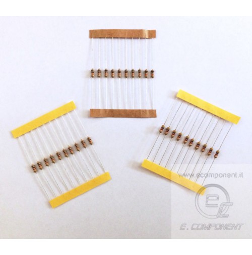 RESISTENZE 1 ohm 10 ohm 100 ohm (1R/10R/100R 10Pz per tipo) 1/4W 5% Totale 30 Pz