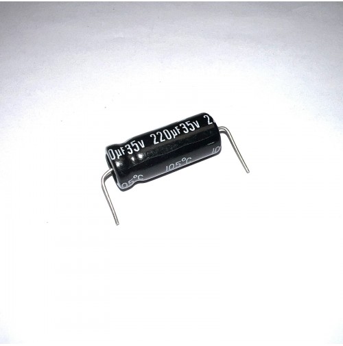 220uF 35V 105°C Condensatore Elettrolitico Assiale dim. 20x8mm