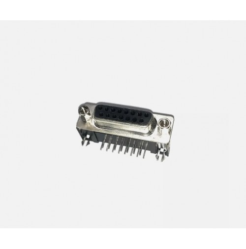 CONNETTORE D-SUB FEMMINA 15 PIN ANGOLARE (90*) DA CIRCUITO STAMPATO