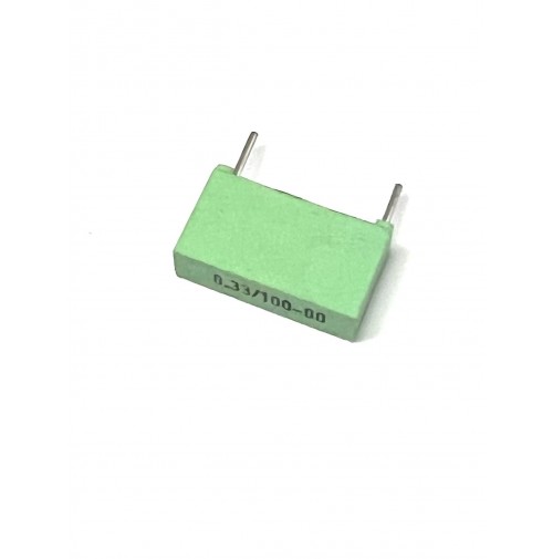 330nF 100V K Condensatore a Film di Poliestere 5x18x10mm passo 15mm