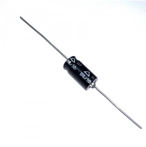 100uF 50V 85°C Condensatore Elettrolitico Assiale dim. 18x8mm